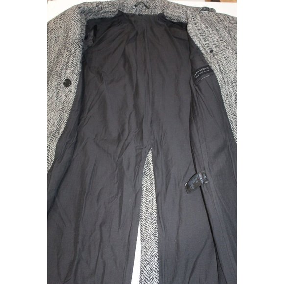 All Saints Aren Coat Size 4 Wool Hepburn Steampunk Modern Minimalist Herringbone - Picture 4 of 11